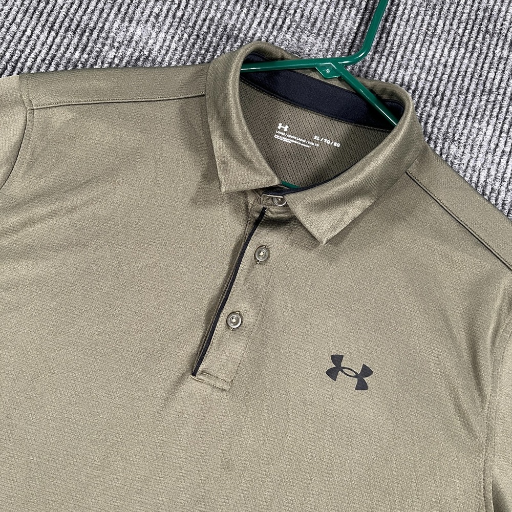 Under Armour Polo Shirt Mens XL Extra Large Green Short Sleeve Loose Fit Golf